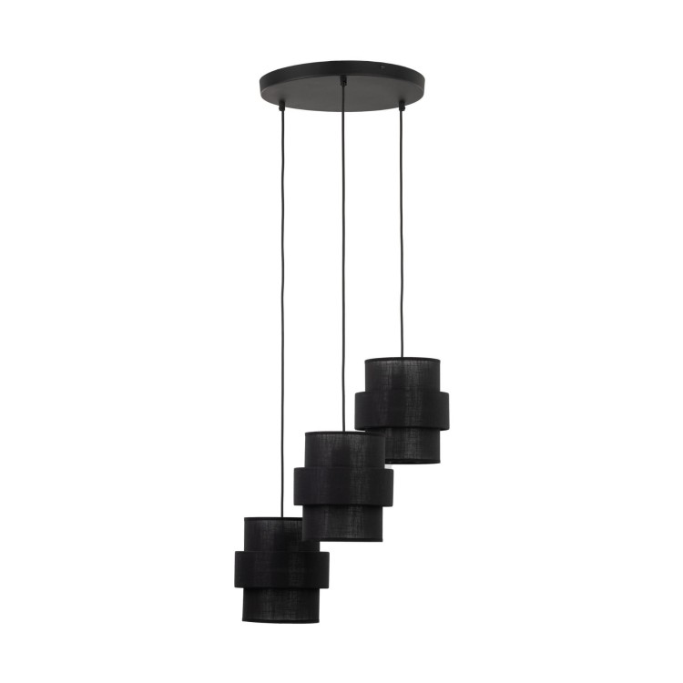 Lampa wisząca długa do salonu abażur materiałowy tuba czarna TK Lighting Calisto 5981 3x15W E27