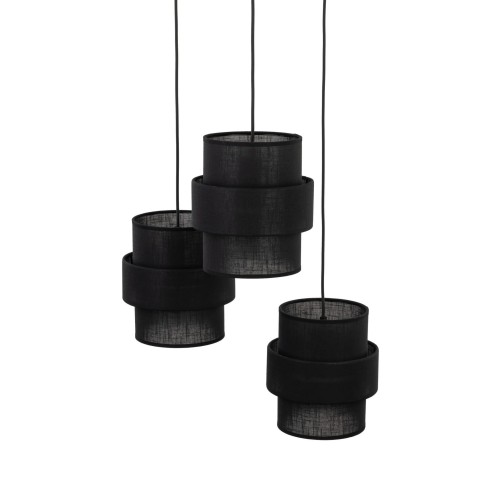 Lampa wisząca długa do salonu abażur materiałowy tuba czarna TK Lighting Calisto 5981 3x15W E27
