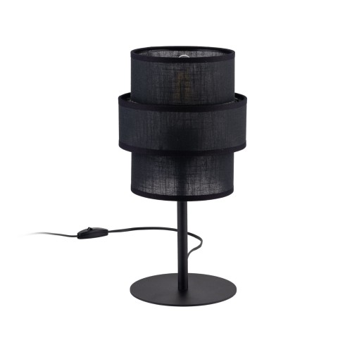 Lampka stołowa nocna abażur materiałowy tuba czarna TK Lighting Calisto 5895 1x15W E27