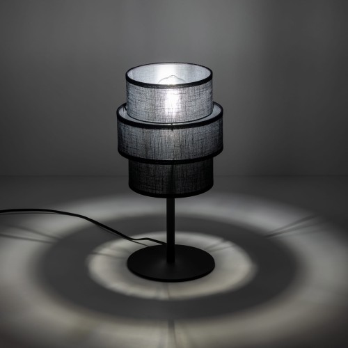 Lampka stołowa nocna abażur materiałowy tuba czarna TK Lighting Calisto 5895 1x15W E27