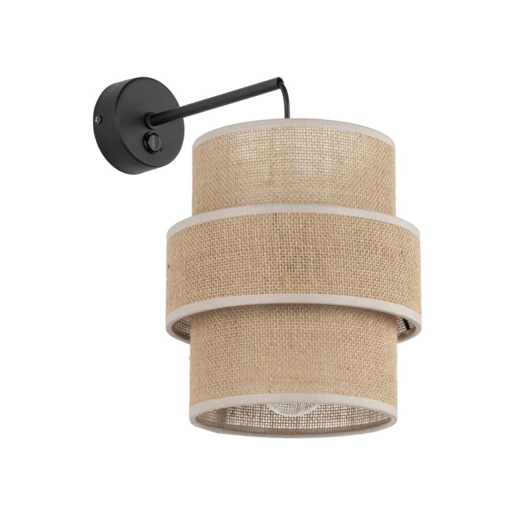 Kinkiet z abażurem materiałowym tuba juta czarny TK Lighting Calisto 5400 1x15W E27 beżowa