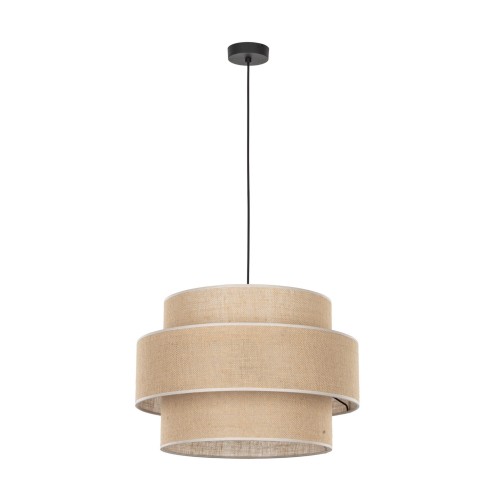 Lampa wisząca klasyczna vintage abażur materiałowy tuba juta czarna TK Lighting Calisto 5419 1x15W E27