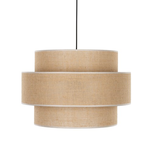 Lampa wisząca klasyczna vintage abażur materiałowy tuba juta czarna TK Lighting Calisto 5402 3x15W E27