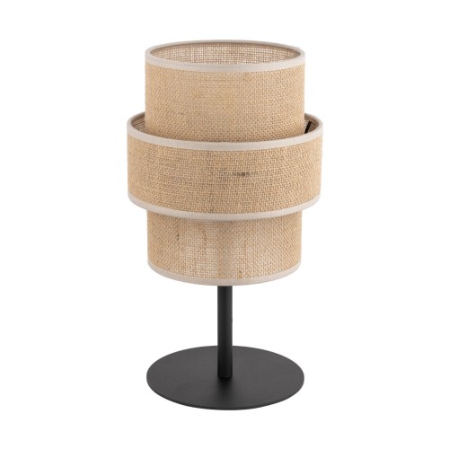 Lampka klasyczna vintage abażur materiałowy tuba juta czarna TK Lighting Calisto 5404 1x15W E27