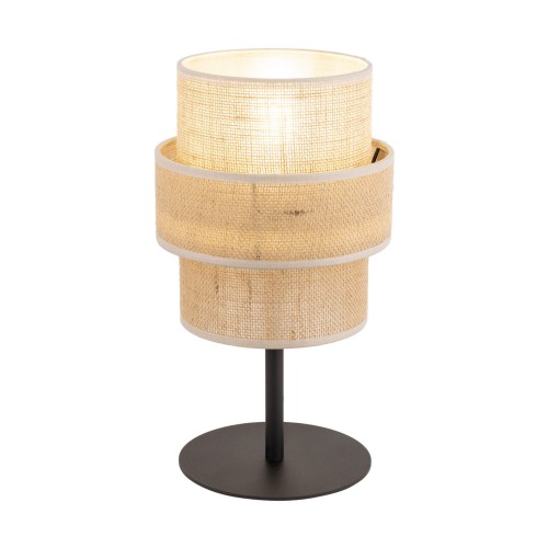 Lampka klasyczna vintage abażur materiałowy tuba juta czarna TK Lighting Calisto 5404 1x15W E27
