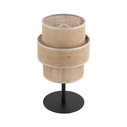 Lampka klasyczna vintage abażur materiałowy tuba juta czarna TK Lighting Calisto 5404 1x15W E27