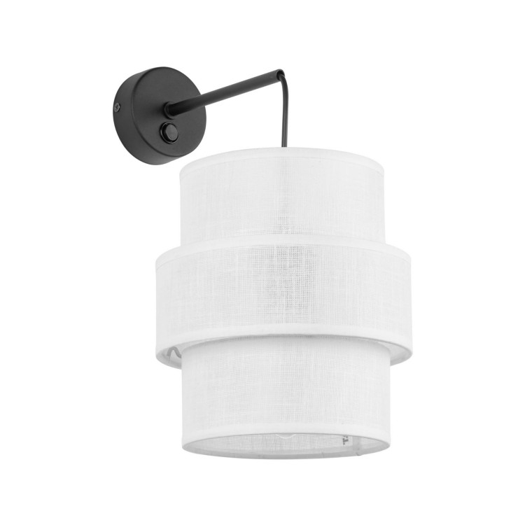 Kinkiet nowoczesny klasyczny rustykalny abażur materiałowy tuba biały czarny TK Lighting Calisto 5956 1x15W E27