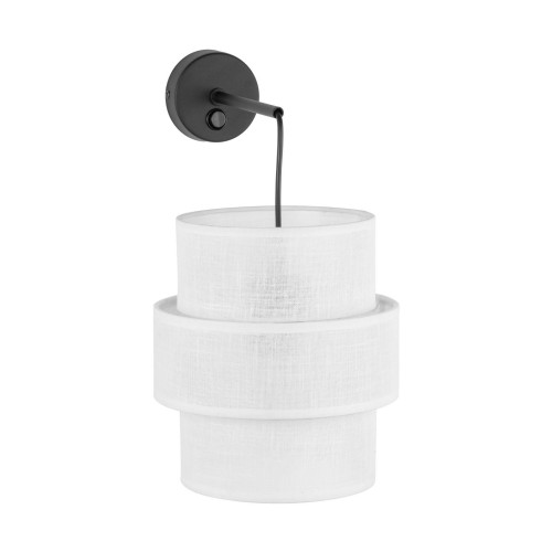 Kinkiet nowoczesny klasyczny rustykalny abażur materiałowy tuba biały czarny TK Lighting Calisto 5956 1x15W E27