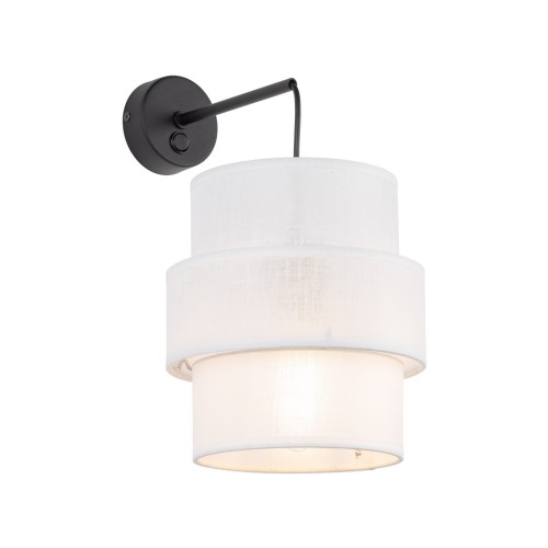 Kinkiet nowoczesny klasyczny rustykalny abażur materiałowy tuba biały czarny TK Lighting Calisto 5956 1x15W E27