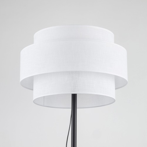 Lampa podłogowa nowoczesna klasyczna abażur materiałowy tuba biała czarna TK Lighting Calisto 5894 1x15W E27