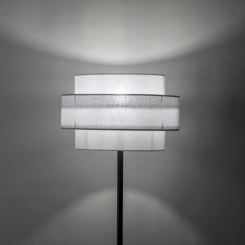 Lampa podłogowa nowoczesna klasyczna abażur materiałowy tuba biała czarna TK Lighting Calisto 5894 1x15W E27