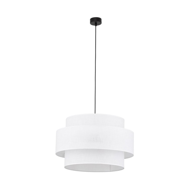 Lampa wisząca nowoczesna klasyczna abażur materiałowy tuba biała czarna TK Lighting Calisto 5363 3x15W E27