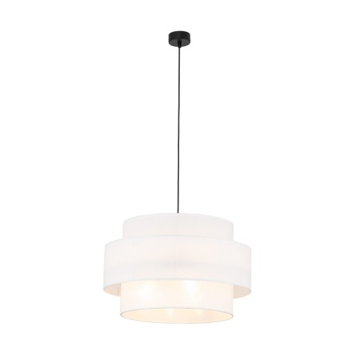 Lampa wisząca nowoczesna klasyczna abażur materiałowy tuba biała czarna TK Lighting Calisto 5363 3x15W E27