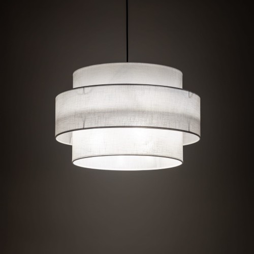 Lampa wisząca nowoczesna klasyczna abażur materiałowy tuba biała czarna TK Lighting Calisto 5363 3x15W E27