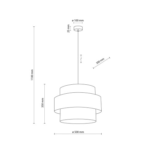 Lampa wisząca nowoczesna klasyczna abażur materiałowy tuba biała czarna TK Lighting Calisto 5363 3x15W E27