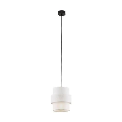 Lampa wisząca nowoczesna klasyczna abażur materiałowy tuba biała czarna TK Lighting Calisto 5094 1x15W E27