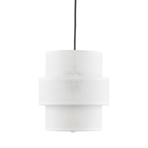 Lampa wisząca nowoczesna klasyczna abażur materiałowy tuba biała czarna TK Lighting Calisto 5094 1x15W E27