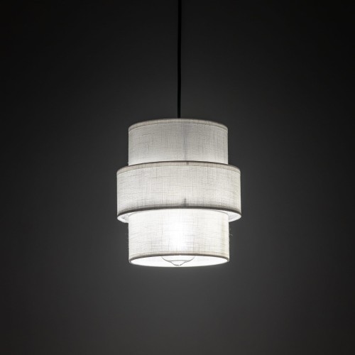 Lampa wisząca nowoczesna klasyczna abażur materiałowy tuba biała czarna TK Lighting Calisto 5094 1x15W E27