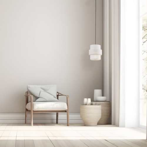 Lampa wisząca nowoczesna klasyczna abażur materiałowy tuba biała czarna TK Lighting Calisto 5094 1x15W E27