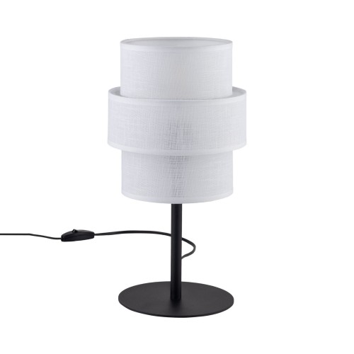 Lampka nowoczesna klasyczna abażur materiałowy tuba biała czarna TK Lighting Calisto 5893 1x15W E27