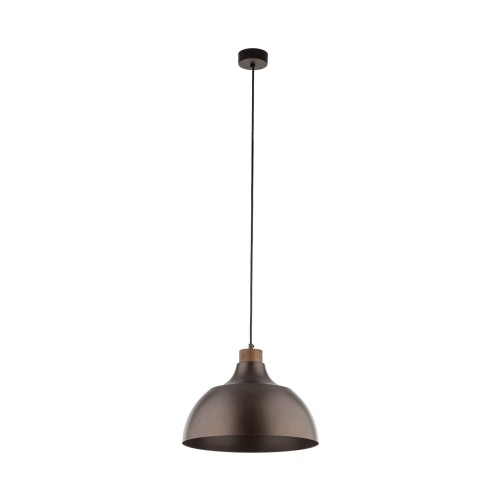 Lampa wisząca z metalowym kloszem stożek misa brązowa drewno sosna TK Lighting Cap 6926 1x15W E27