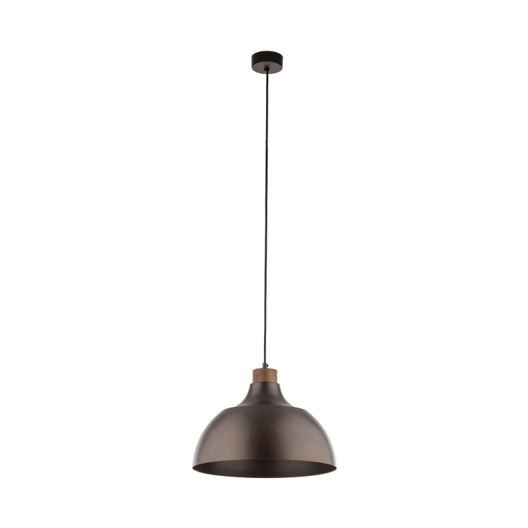 Lampa wisząca z metalowym kloszem stożek misa brązowa drewno sosna TK Lighting Cap 6926 1x15W E27