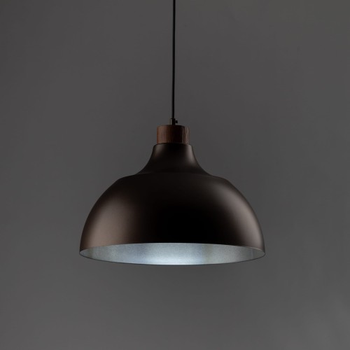 Lampa wisząca z metalowym kloszem stożek misa brązowa drewno sosna TK Lighting Cap 6926 1x15W E27