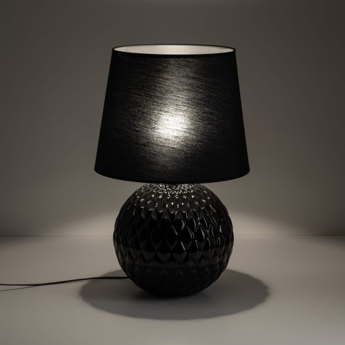 Lampka nowoczesna loft elegancka glamour abażur materiałowy czarna TK Lighting Santana 16047 1x15W E27