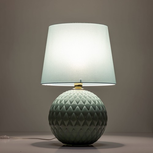 Lampka nowoczesna loft elegancka glamour abażur materiałowy miętowa zielona TK Lighting Santana 5903 1x15W E27