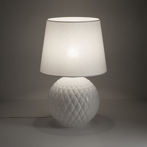 Lampka nowoczesna loft elegancka glamour abażur materiałowy biała TK Lighting Santana 16046 1x15W E27