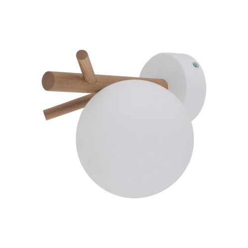 Kinkiet nowoczesny klasyczny boho rustykalny skandynawski patyki klosz szklany kula biały drewno TK Lighting Sheron 5307 1x6W G9