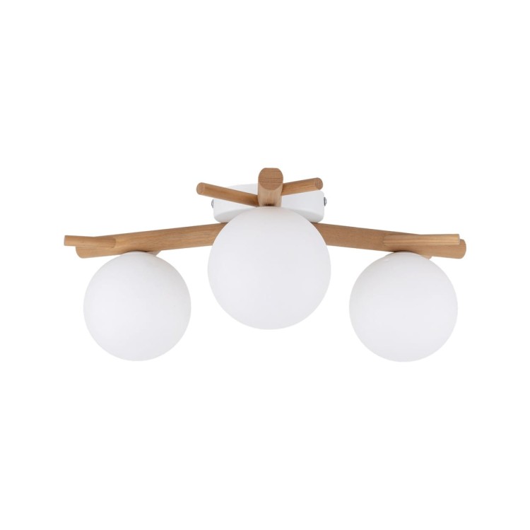 Plafon nowoczesny klasyczny boho rustykalny skandynawski patyki klosz szklany kule biały drewno TK Lighting Sheron 5308 3x6W G9