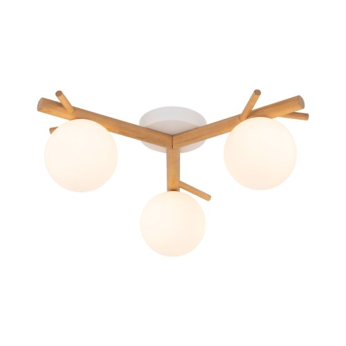 Plafon nowoczesny klasyczny boho rustykalny skandynawski patyki klosz szklany kule biały drewno TK Lighting Sheron 5308 3x6W G9