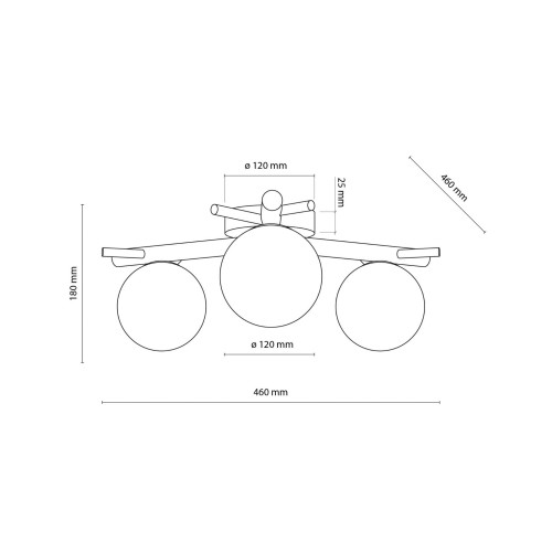 Plafon nowoczesny klasyczny boho rustykalny skandynawski patyki klosz szklany kule biały drewno TK Lighting Sheron 5308 3x6W G9