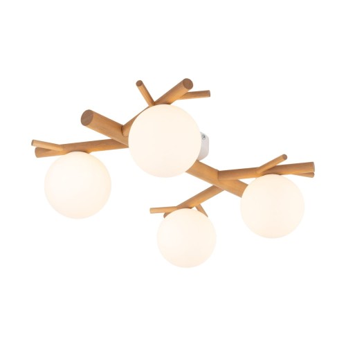 Plafon nowoczesny klasyczny boho rustykalny skandynawski patyki klosz szklany kule biały drewno TK Lighting Sheron 5309 4x6W G9