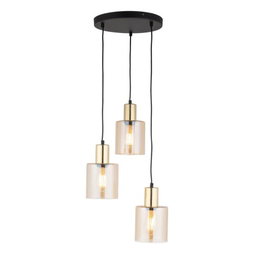 Lampa wisząca nowoczesna elegancka glamour loft indstrialna klosz szklany złota bursztynowa TK Lighting Sierra 6667 3x15W E27
