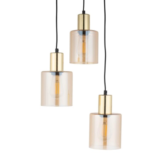 Lampa wisząca nowoczesna elegancka glamour loft indstrialna klosz szklany złota bursztynowa TK Lighting Sierra 6667 3x15W E27