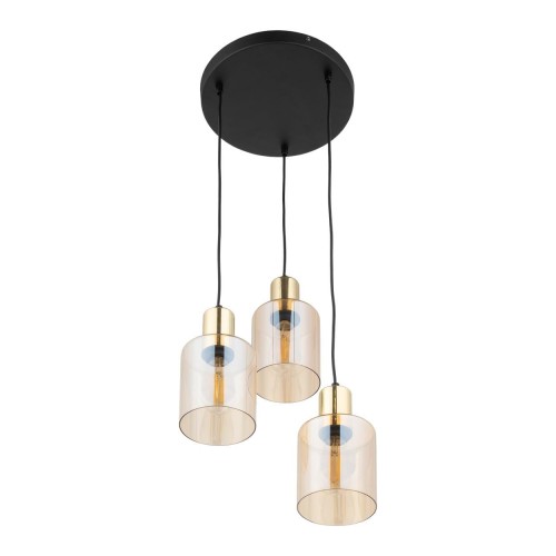 Lampa wisząca nowoczesna elegancka glamour loft indstrialna klosz szklany złota bursztynowa TK Lighting Sierra 6667 3x15W E27