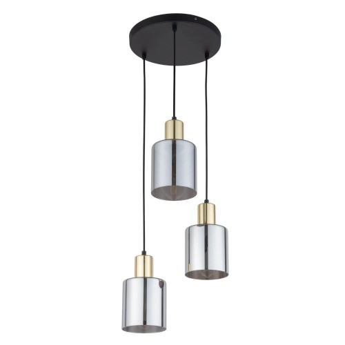 Lampa wisząca nowoczesna elegancka glamour loft indstrialna klosz szklany złota grafitowa TK Lighting Sierra 6663 3x15W E27