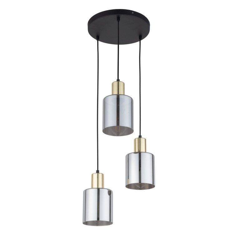 Lampa wisząca nowoczesna elegancka glamour loft indstrialna klosz szklany złota grafitowa TK Lighting Sierra 6663 3x15W E27