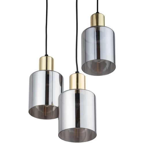 Lampa wisząca nowoczesna elegancka glamour loft indstrialna klosz szklany złota grafitowa TK Lighting Sierra 6663 3x15W E27
