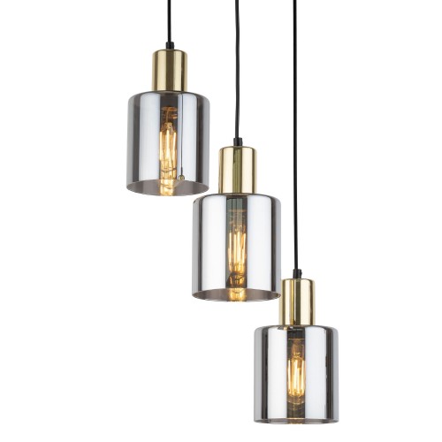Lampa wisząca nowoczesna elegancka glamour loft indstrialna klosz szklany złota grafitowa TK Lighting Sierra 6663 3x15W E27
