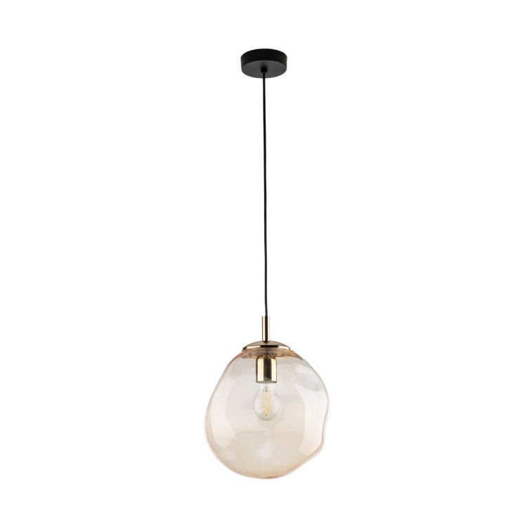 Lampa wisząca nowoczesna elegancka rock melt klosz szklany bursztynowa złota TK Lighting Sol 10083 1x15W E27