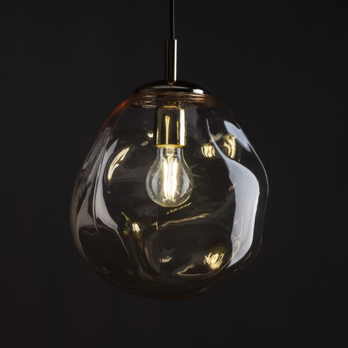 Lampa wisząca nowoczesna elegancka rock melt klosz szklany bursztynowa złota TK Lighting Sol 10083 1x15W E27