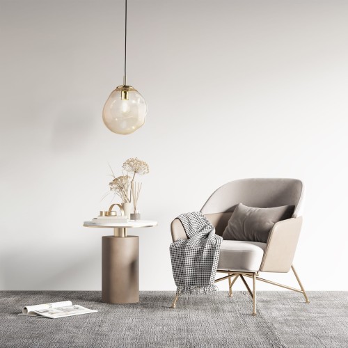 Lampa wisząca nowoczesna elegancka rock melt klosz szklany bursztynowa złota TK Lighting Sol 10083 1x15W E27