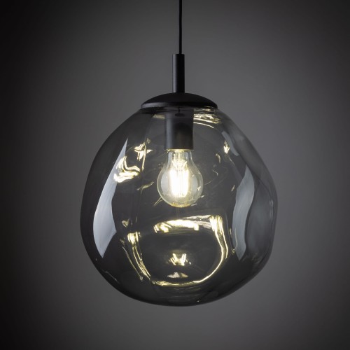 Lampa wisząca nowoczesna elegancka rock melt klosz szklany grafitowa czarna TK Lighting Sol 10084 1x15W E27