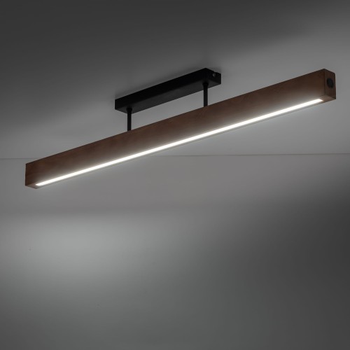 Plafon nowoczesny skandynawski boho loft podłużny drewniany orzech czarny TK Lighting Teo 6614 1x36W LED 3000K