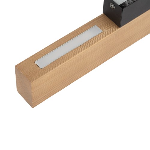 Kinkiet nowoczesny skandynawski boho loft podłużny drewniany sosna czarny TK Lighting Teo 6618 1x36W LED 3000K