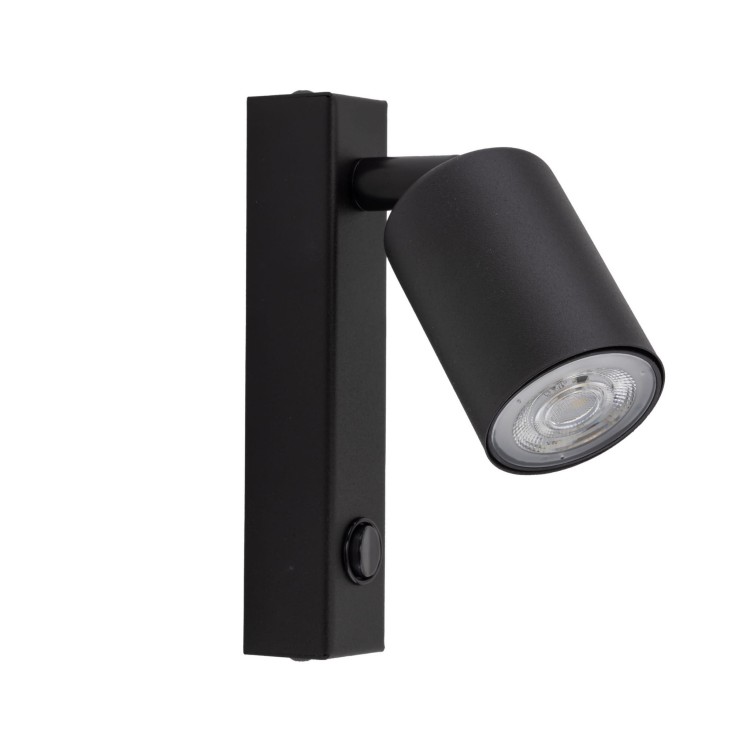 Kinkiet nowoczesny elegancki metalowy tuba z włącznikiem czarny TK Lighting Top 5738 1x10W GU10