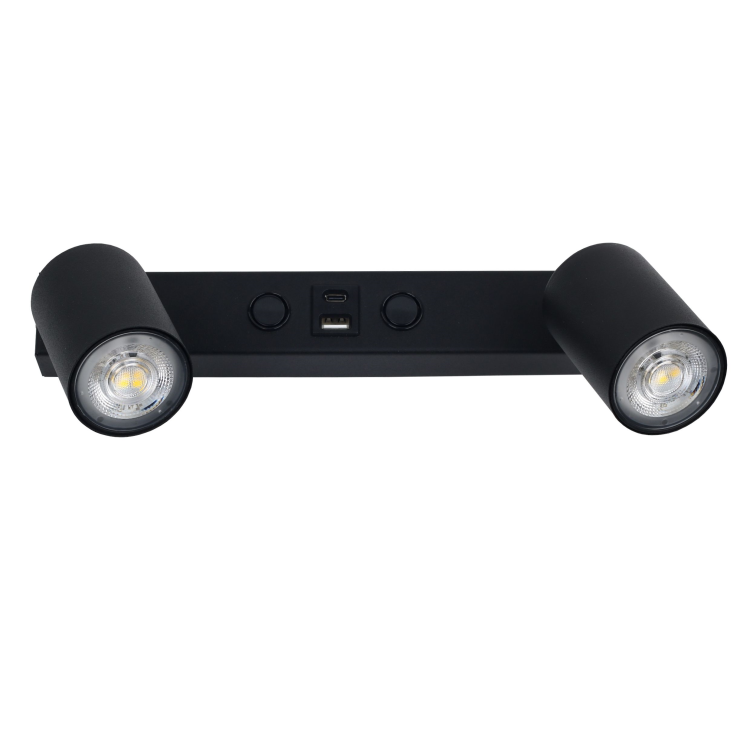 Kinkiet nowoczesny elegancki reflektory metalowe tuba czarny TK Lighting Top 10277 2x10W GU10
